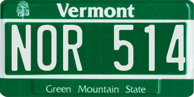 VT license plate NOR514