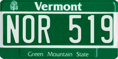 VT license plate NOR519