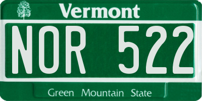 VT license plate NOR522