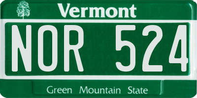 VT license plate NOR524