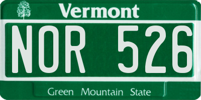VT license plate NOR526