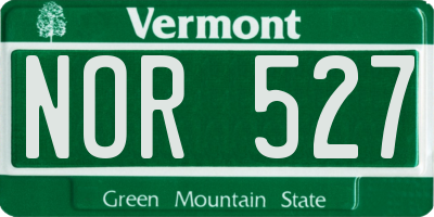 VT license plate NOR527