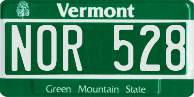 VT license plate NOR528