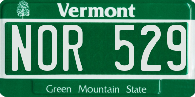 VT license plate NOR529