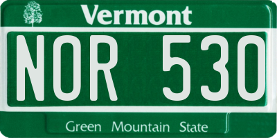 VT license plate NOR530