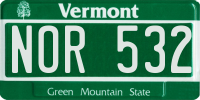 VT license plate NOR532