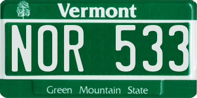 VT license plate NOR533