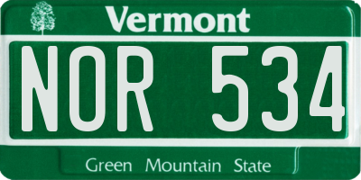 VT license plate NOR534