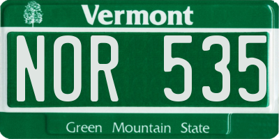 VT license plate NOR535