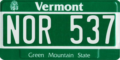 VT license plate NOR537