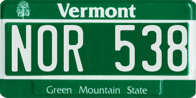 VT license plate NOR538