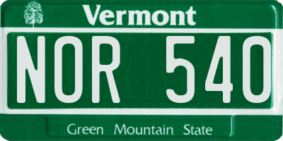 VT license plate NOR540