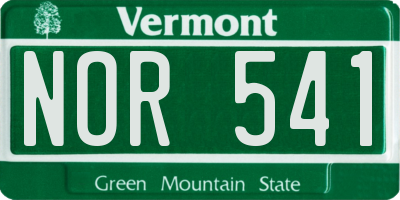 VT license plate NOR541