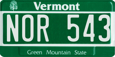 VT license plate NOR543