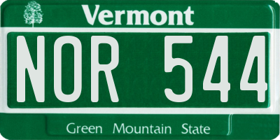 VT license plate NOR544