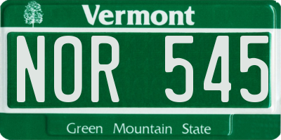 VT license plate NOR545