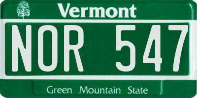 VT license plate NOR547