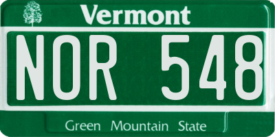 VT license plate NOR548