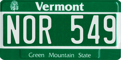 VT license plate NOR549