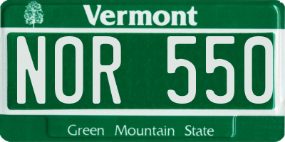 VT license plate NOR550