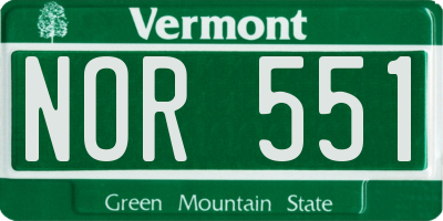 VT license plate NOR551