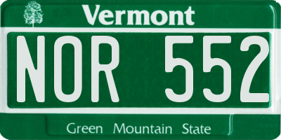 VT license plate NOR552