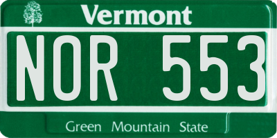 VT license plate NOR553