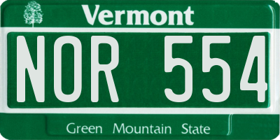 VT license plate NOR554