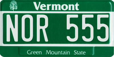 VT license plate NOR555