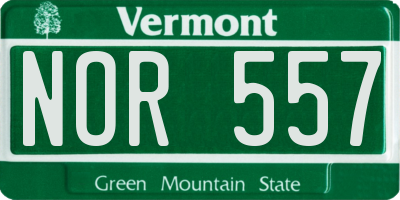 VT license plate NOR557