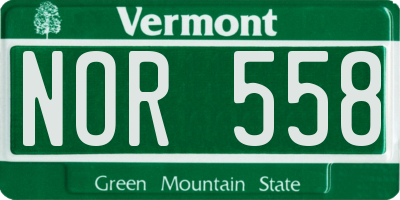 VT license plate NOR558