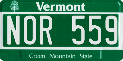 VT license plate NOR559