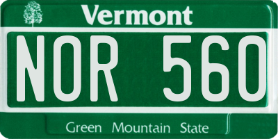 VT license plate NOR560