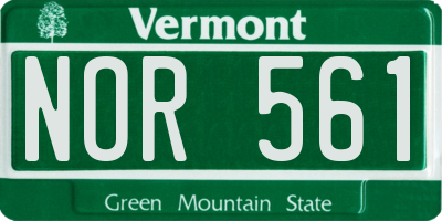 VT license plate NOR561
