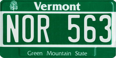 VT license plate NOR563