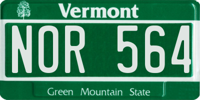 VT license plate NOR564