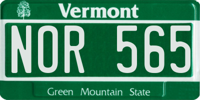 VT license plate NOR565