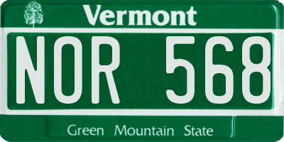 VT license plate NOR568