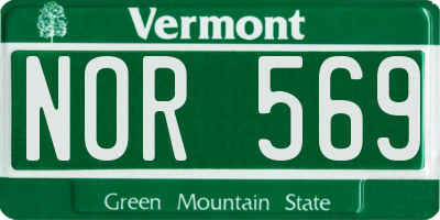 VT license plate NOR569