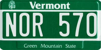 VT license plate NOR570