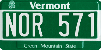 VT license plate NOR571