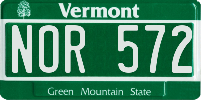 VT license plate NOR572