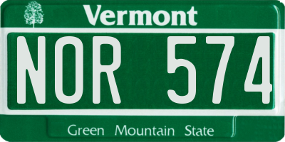 VT license plate NOR574