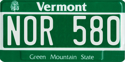 VT license plate NOR580