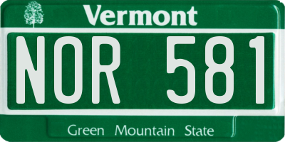 VT license plate NOR581