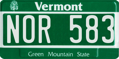 VT license plate NOR583