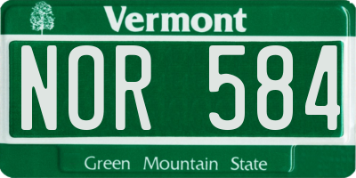 VT license plate NOR584