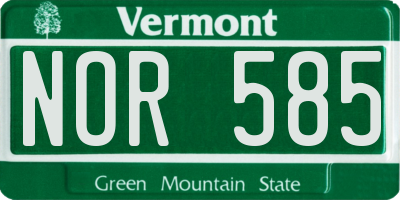 VT license plate NOR585