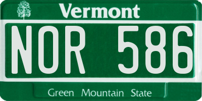 VT license plate NOR586