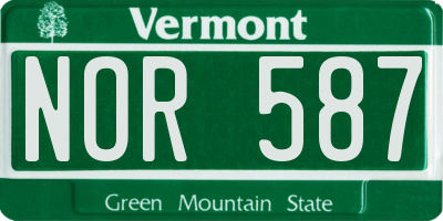 VT license plate NOR587